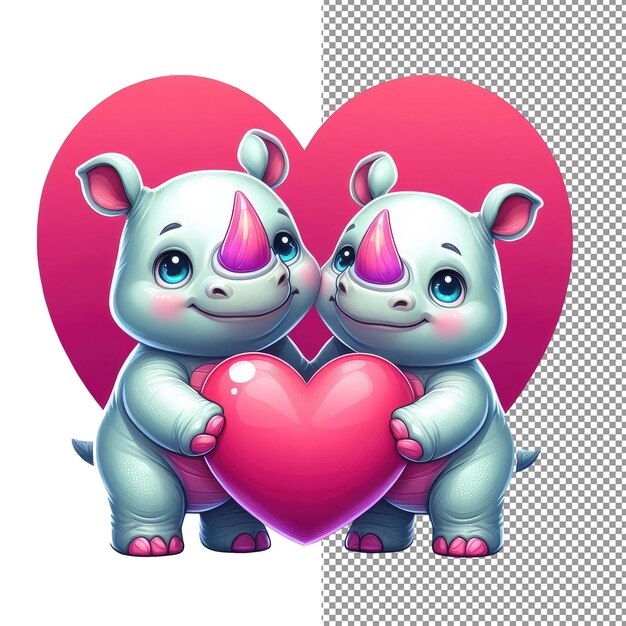 PSD arte vectorial de romance con bigotes de una adorable pareja de animales sosteniendo un corazón