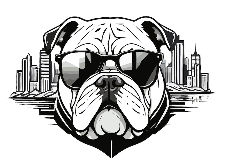 PSD arte vetorial bulldog animal ilustração gráfica urbana moderna