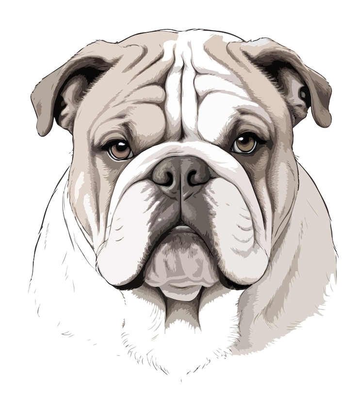 PSD arte vetorial de bulldog inglês com ilustração de cores vibrantes