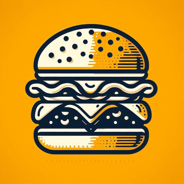 PSD arte vetorial hiper-realista hambúrguer cheeseburger símbolo de hambúrguer ícone avatar ilustração de desenho