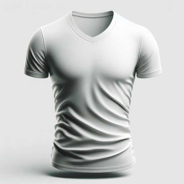 PSD arte vetorial hiper-realista tecido branco vcollar mockup de camiseta mock up fundo branco isolado