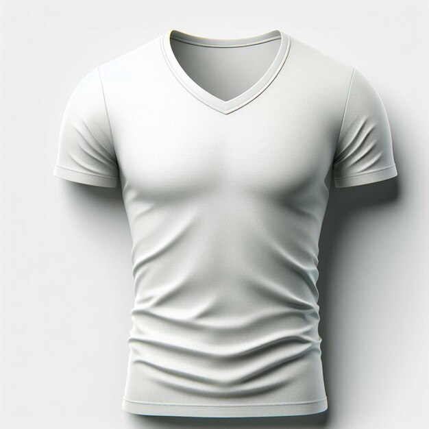 PSD arte vetorial hiper-realista tecido branco vcollar mockup de camiseta mock up fundo branco isolado