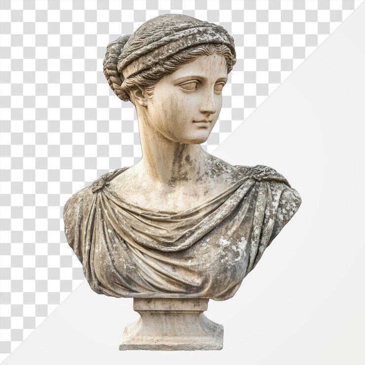 PSD artefacto de escultura de arte de busto femenino clásico de png
