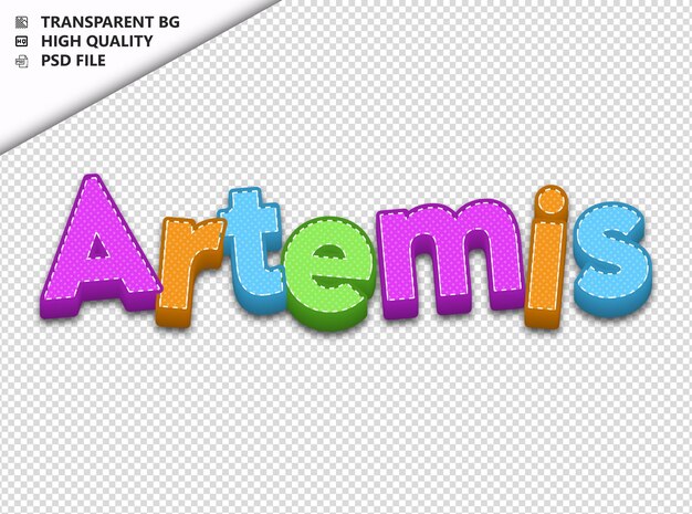 Artemis tipografia texto colorido craft primavera psd transparente