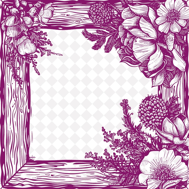 PSD artes y artesanías marco fronterizo con líneas simples y naturaleza en diseños abstractos creativos png