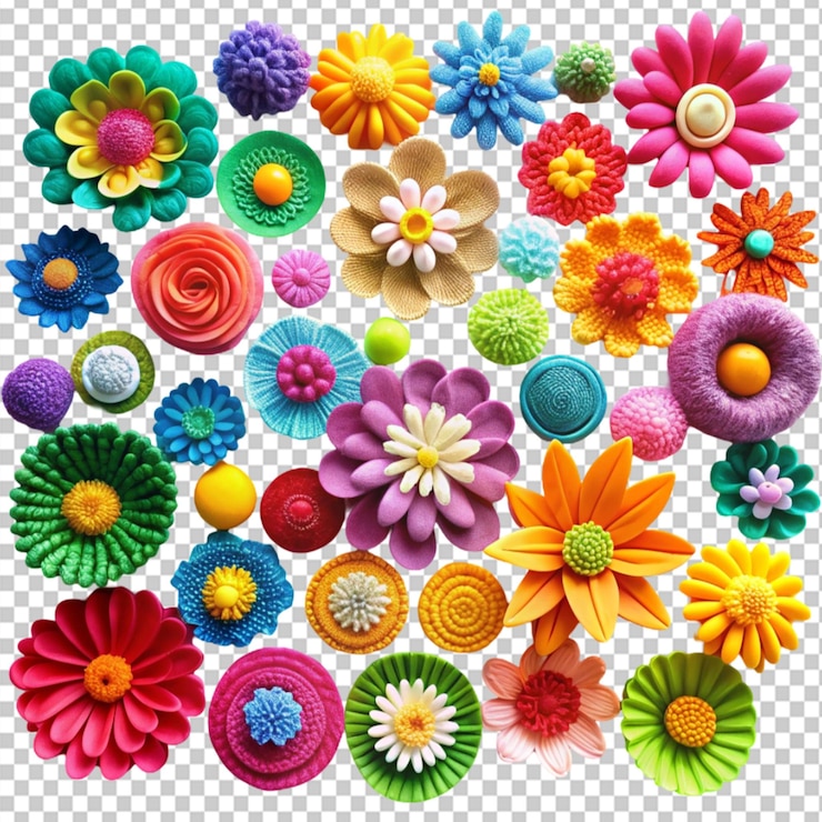 PSD artesanías florales coloridas en un fondo transparente