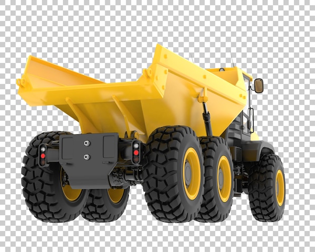 articulated dump truck on transparent background 3d rendering illustration