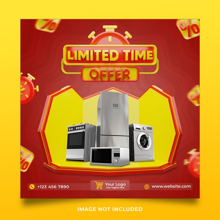 artículo de electrónica oferta por tiempo limitado 3d renderizado plantilla de publicación en redes sociales