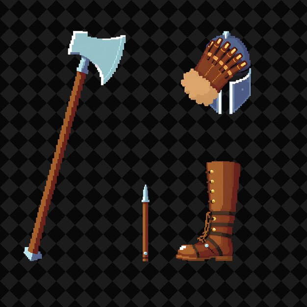 Con artículos ajustados hacha ancha guantes forrados casco de hierro botas de cuero hacha ancha con una espada pesada