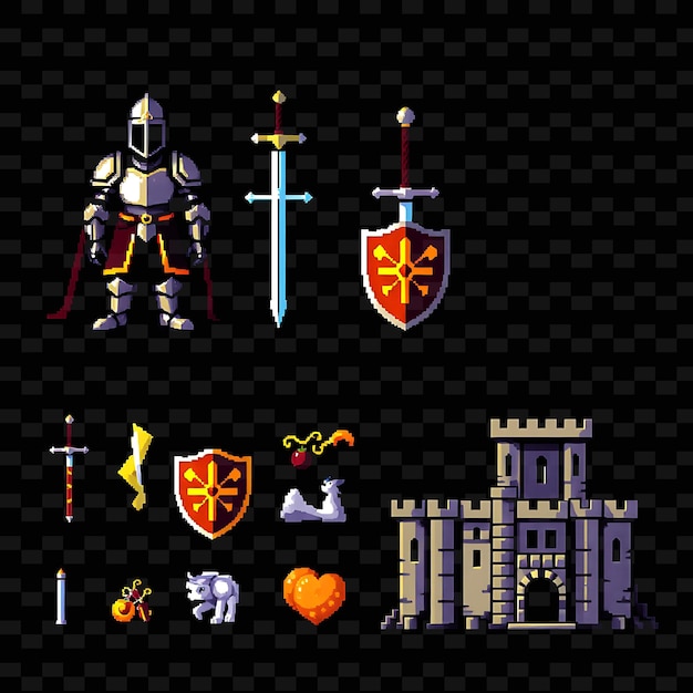 Con artículos armadura de caballero conjunto espada castillo escudo un conjunto completo de armadura de caballero de pie alto una espada