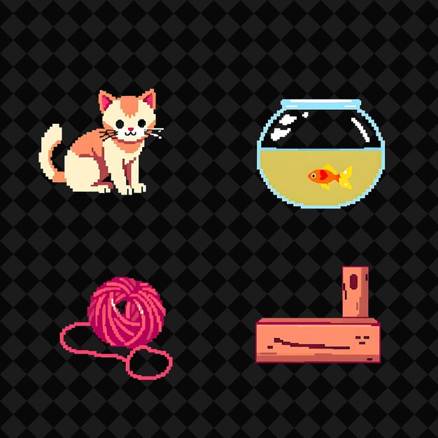 Con artículos de juego gato hilo bola de pescado rascando poste un lindo gato con una cola esponjosa una bola de yar