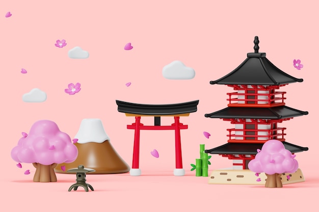 Artículos tradicionales de Japón con telón de fondo de naturaleza muerta