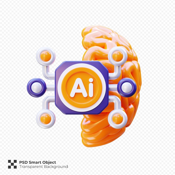 PSD artificial intelligence icon 3d render illustration isolated premium psd