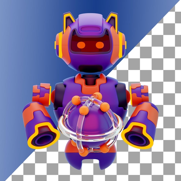Artificial Intelligence Robot With Gloves 3d Icon