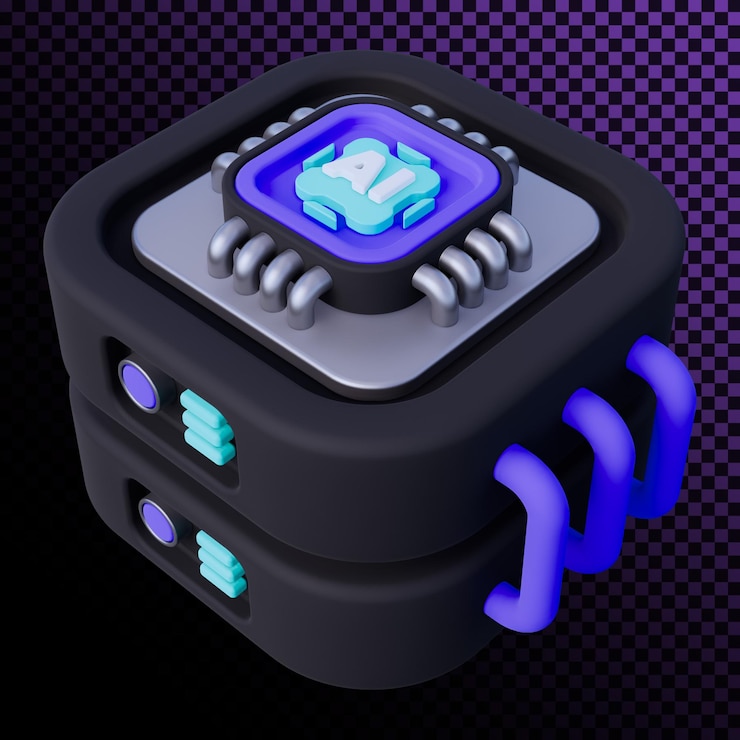PSD artificial intelligence server 3d icon