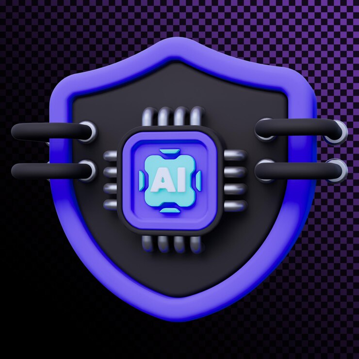 PSD artificial intelligence shield 3d icon
