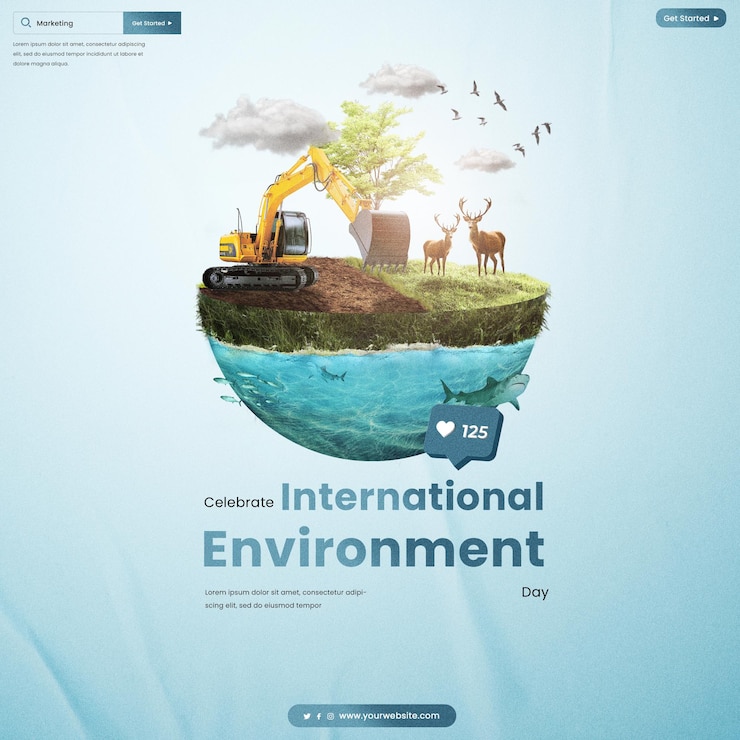 PSD artigo de história digital para o dia mundial do meio ambiente