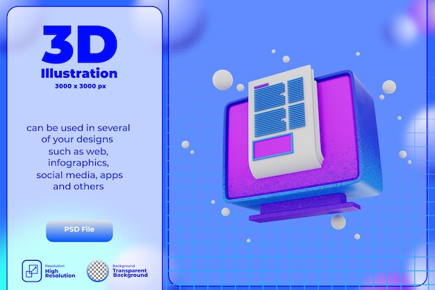 Artigo online de ícone de renderização 3d