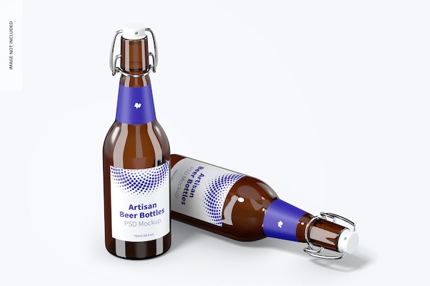 Artisan beer bottles mockup