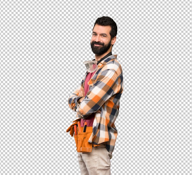 PSD artisan homme aux bras croisés et impatient