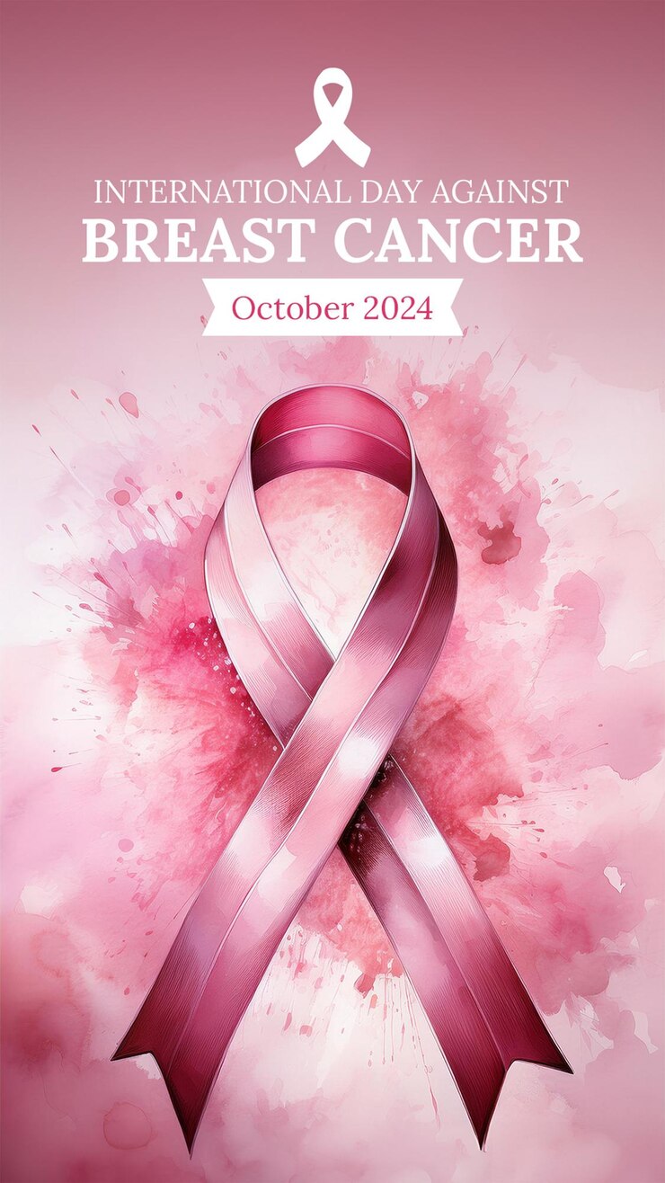 Artístico puesto de concienciación sobre el cáncer de mama con cinta rosa acuarela