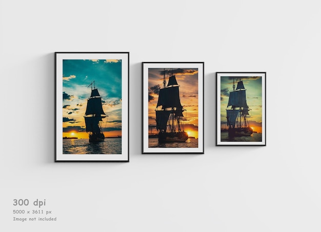 Artwork landschaft fotorahmen poster mockup an der wand