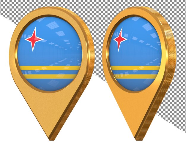 aruba location icon flag isolated with different angled 3d rendering