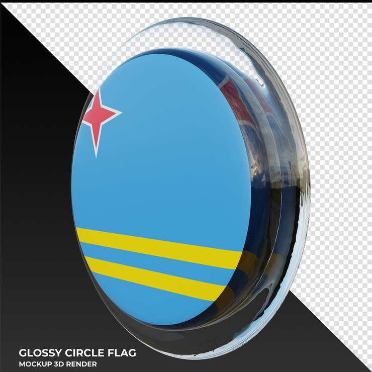 PSD aruba0002 bandera de círculo brillante con textura 3d realista