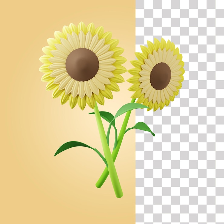PSD árvore de girassol ícone 3d