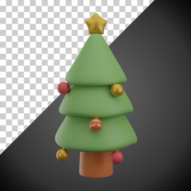 Árvore de natal 3d render ícone de ilustração