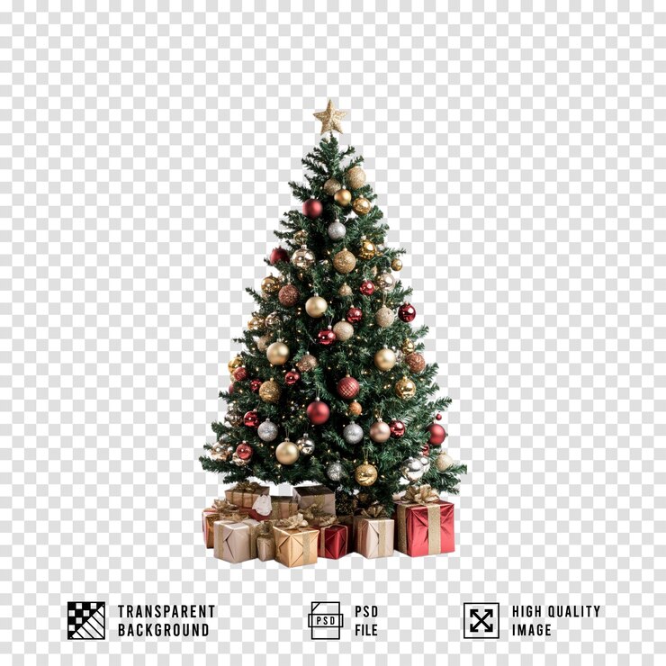 PSD árvore de natal com presentes