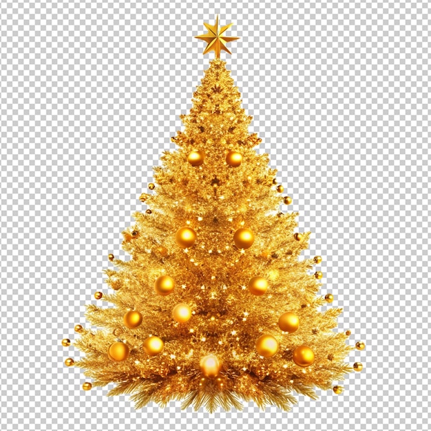 PSD Árvore de natal dourada em fundo transparente