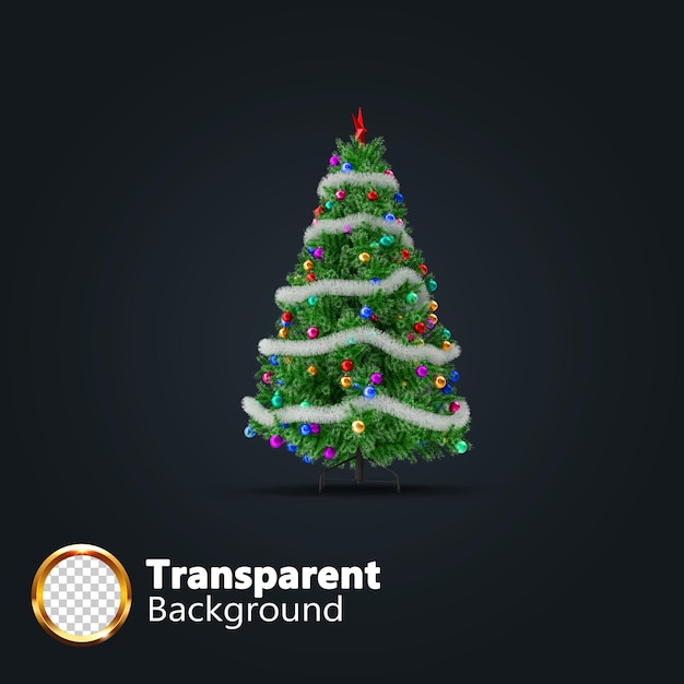 Árvore de Natal em fundo transparente. renderização 3D