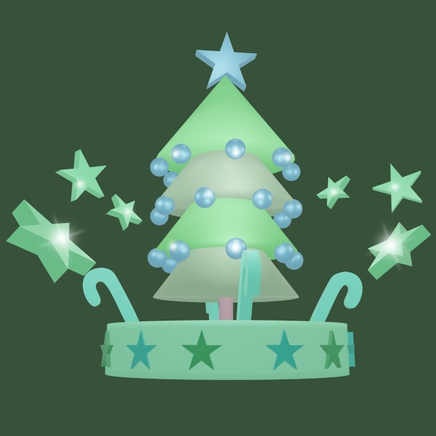 PSD Árvore de natal estrelada verde