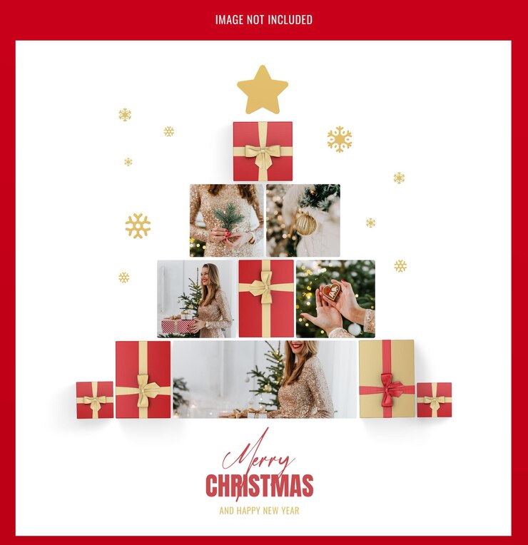 PSD árvore de natal - feliz natal feliz ano novo modelo de mídia social