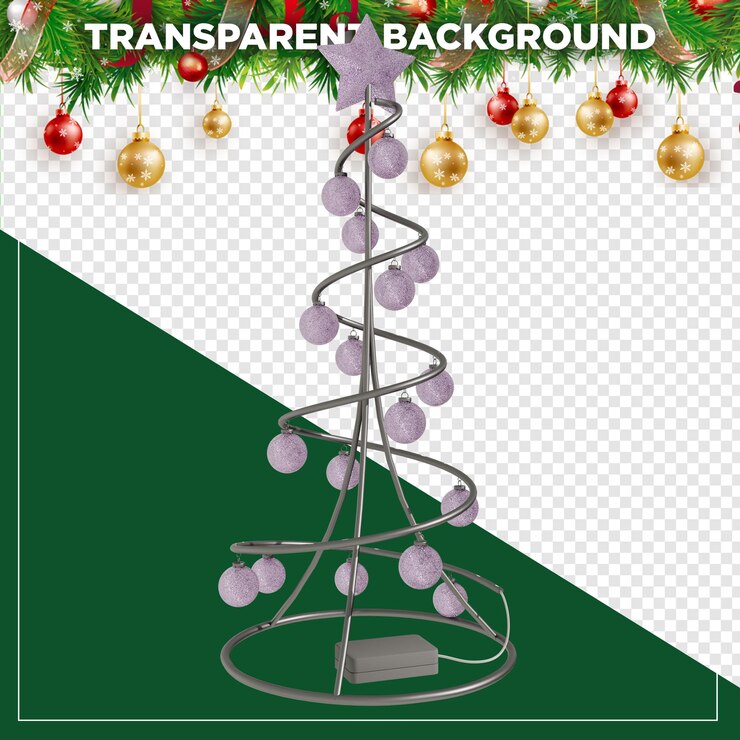 PSD árvore de natal prateada em 3d com fundo transparente