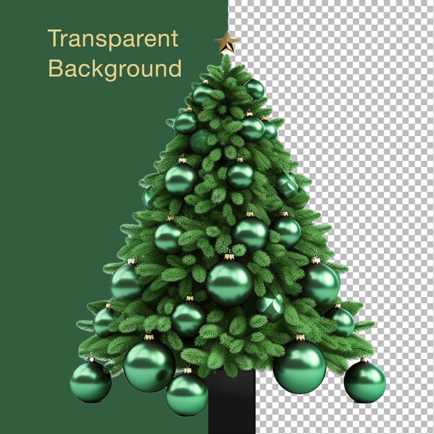 PSD Árvore de natal psd com decoração de fundo transparente