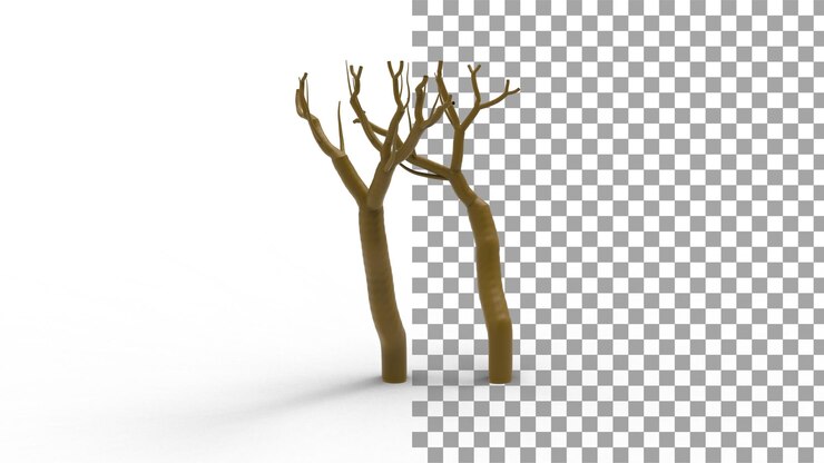 PSD árvore morta com renderização 3d de sombra