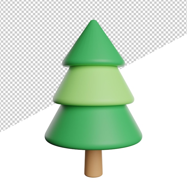 Árvore spruce adorável simples vista frontal 3d renderização ícone ilustração fundo transparente