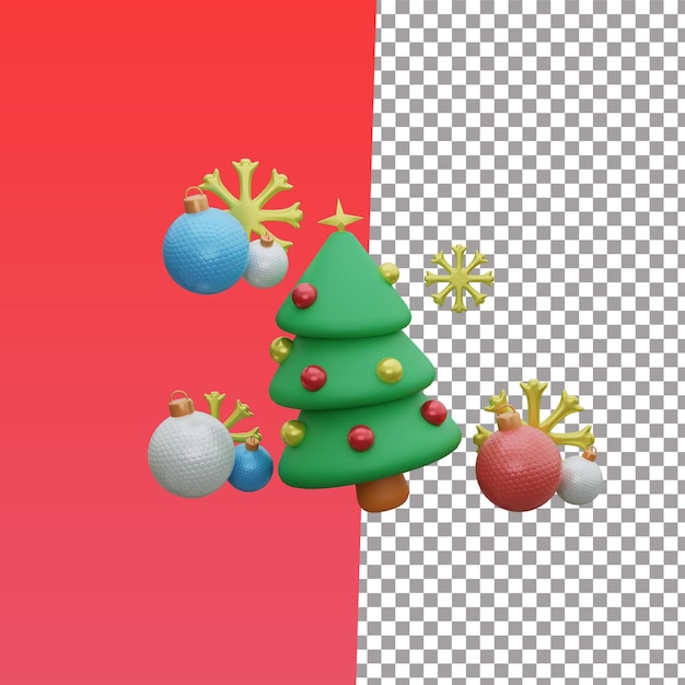 Árvore um ícone de natal de bola isolado renderização em 3d de fundo branco