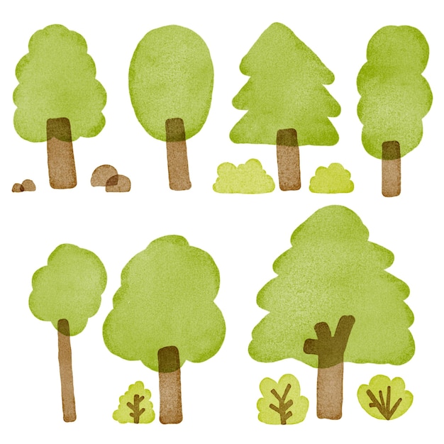 Árvore verde em aquarela