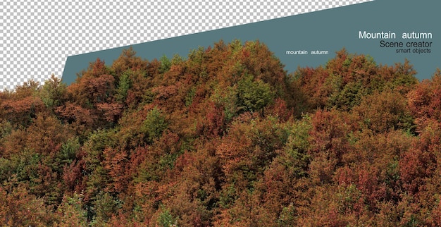 PSD Árvores e plantas na montanha no outono