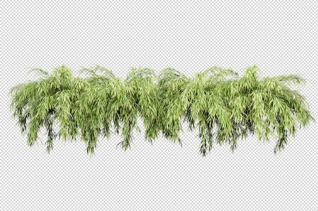 Árvores tropicais e flores isoladas em renderização 3d