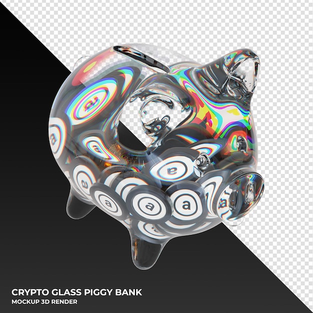 Arweave ar glass alcancía con crypto monedas ilustración 3d