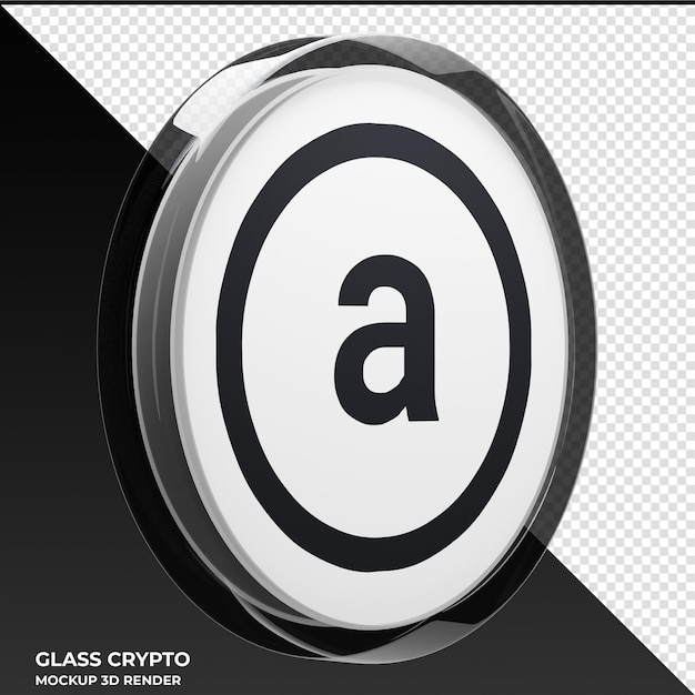 Arweave AR Glass Crypto Coin Ilustración 3D
