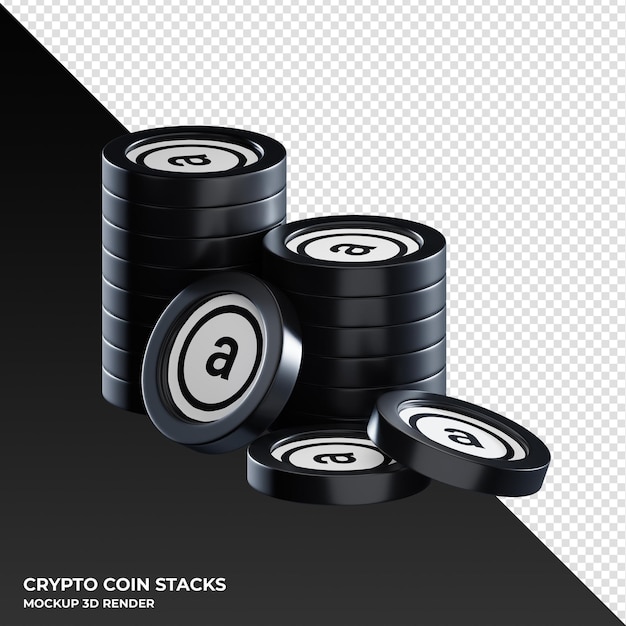 Arweave AR pilas de monedas cryptocurrency 3D Render ilustración