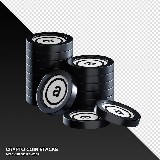 Arweave ar pilas de monedas cryptocurrency 3d render ilustración