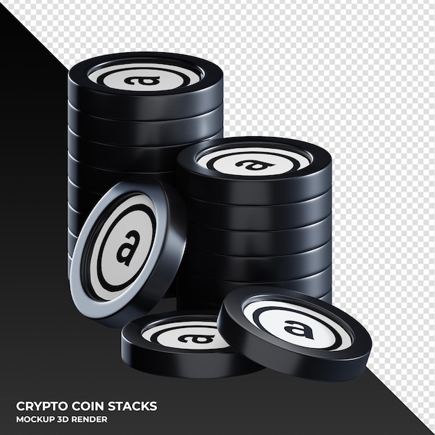 Arweave AR pilas de monedas cryptocurrency 3D Render ilustración