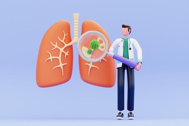Arzt, der eine Lungenkrankheit behandelt 3D-Illustration