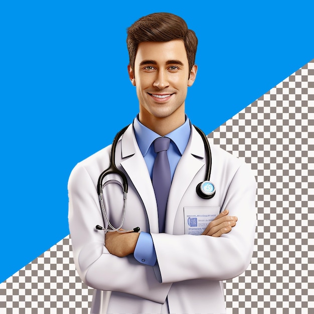 Arzt oder Krankenschwester mit Stethoskop, isolierter transparenter Hintergrund